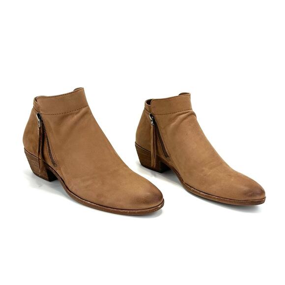Sam Edelman Packer Women Tan Ankle Boot Sz 8 Soft Leather Low Cuban Heel Bootie - Picture 4 of 16